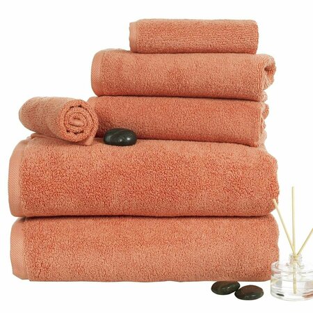 BEDFORD HOME 100 Percent Cotton Zero Twist 6 Piece Towel Set - Brick 67A-77286